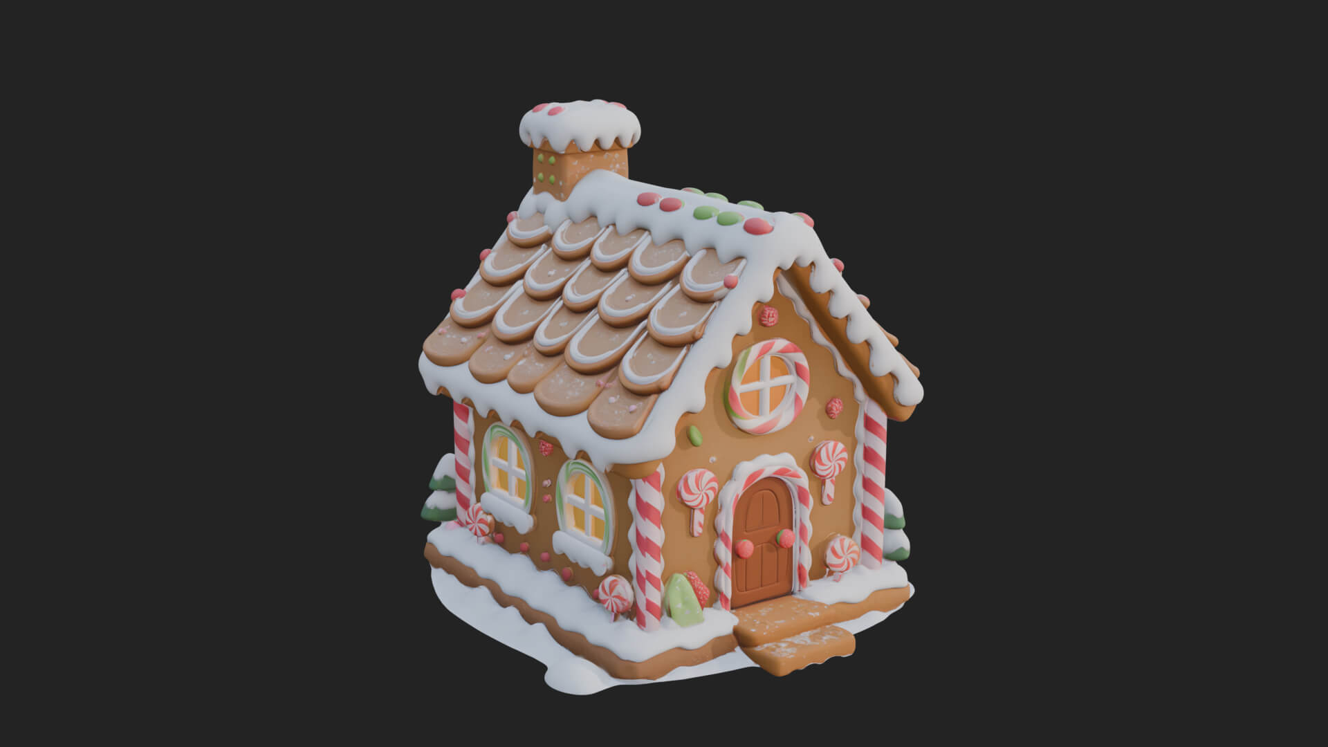 Gingerbread Candy House Design 4 3D Print Model 3D Model