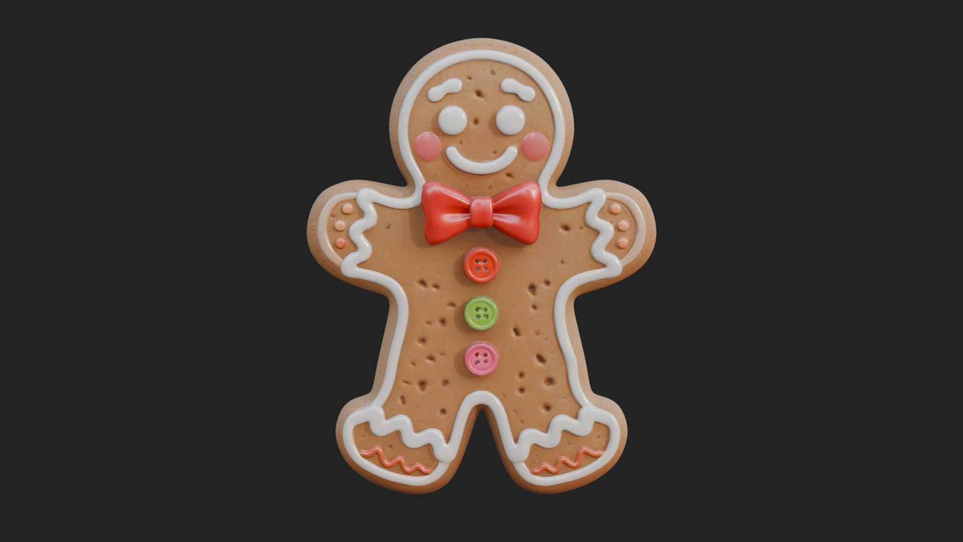 Gingerbread Man Cookie Ornament Design 1 3D Print Model 3D Model