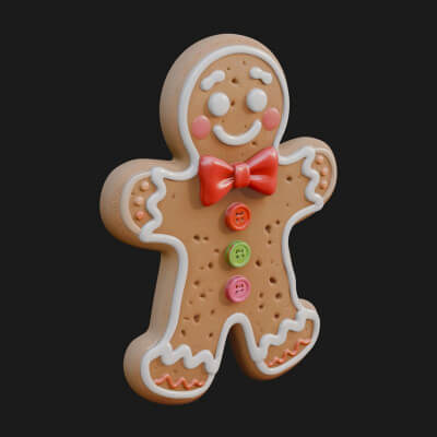 Gingerbread Man Cookie Ornament Design 1 3D Print Model