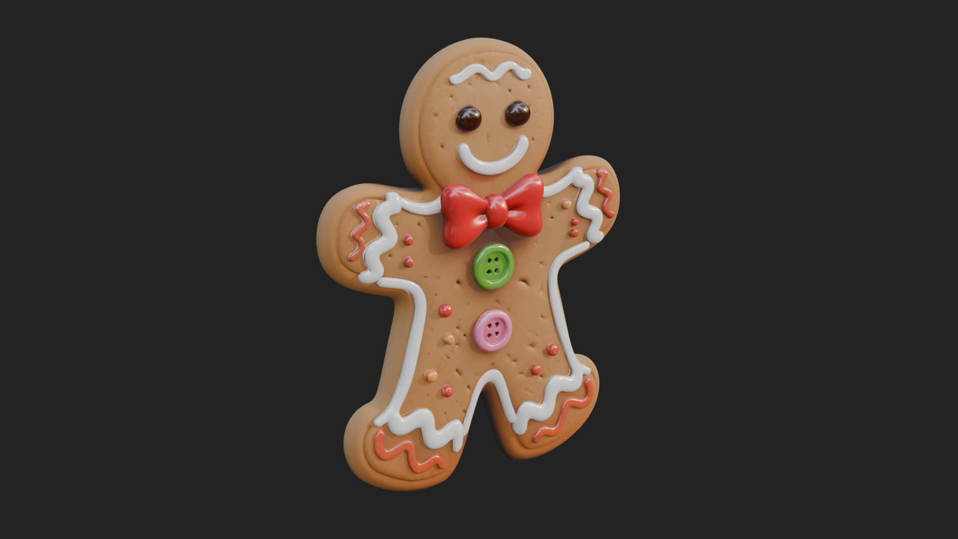 Gingerbread Man Cookie Ornament Design 2 3D Print Model 3D Model