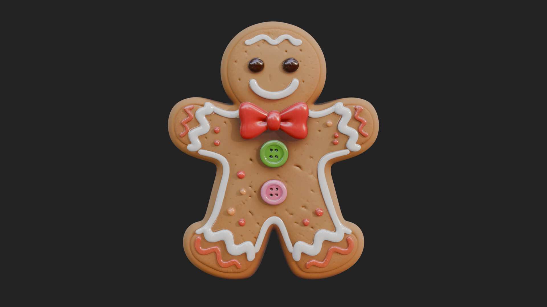 Gingerbread Man Cookie Ornament Design 2 3D Print Model 3D Model