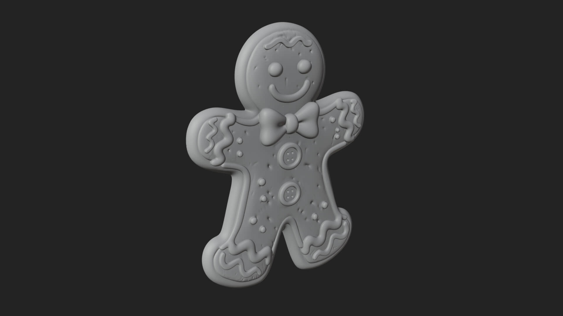 Gingerbread Man Cookie Ornament Design 2 3D Print Model 3D Model