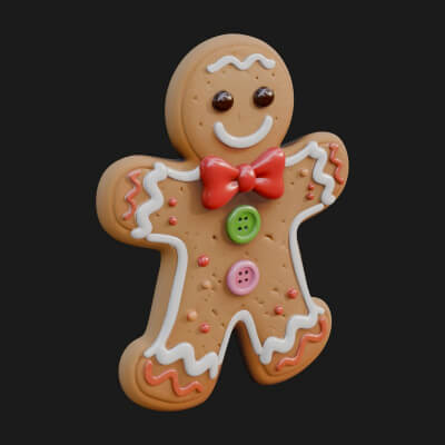 Gingerbread Man Cookie Ornament Design 2 3D Print Model