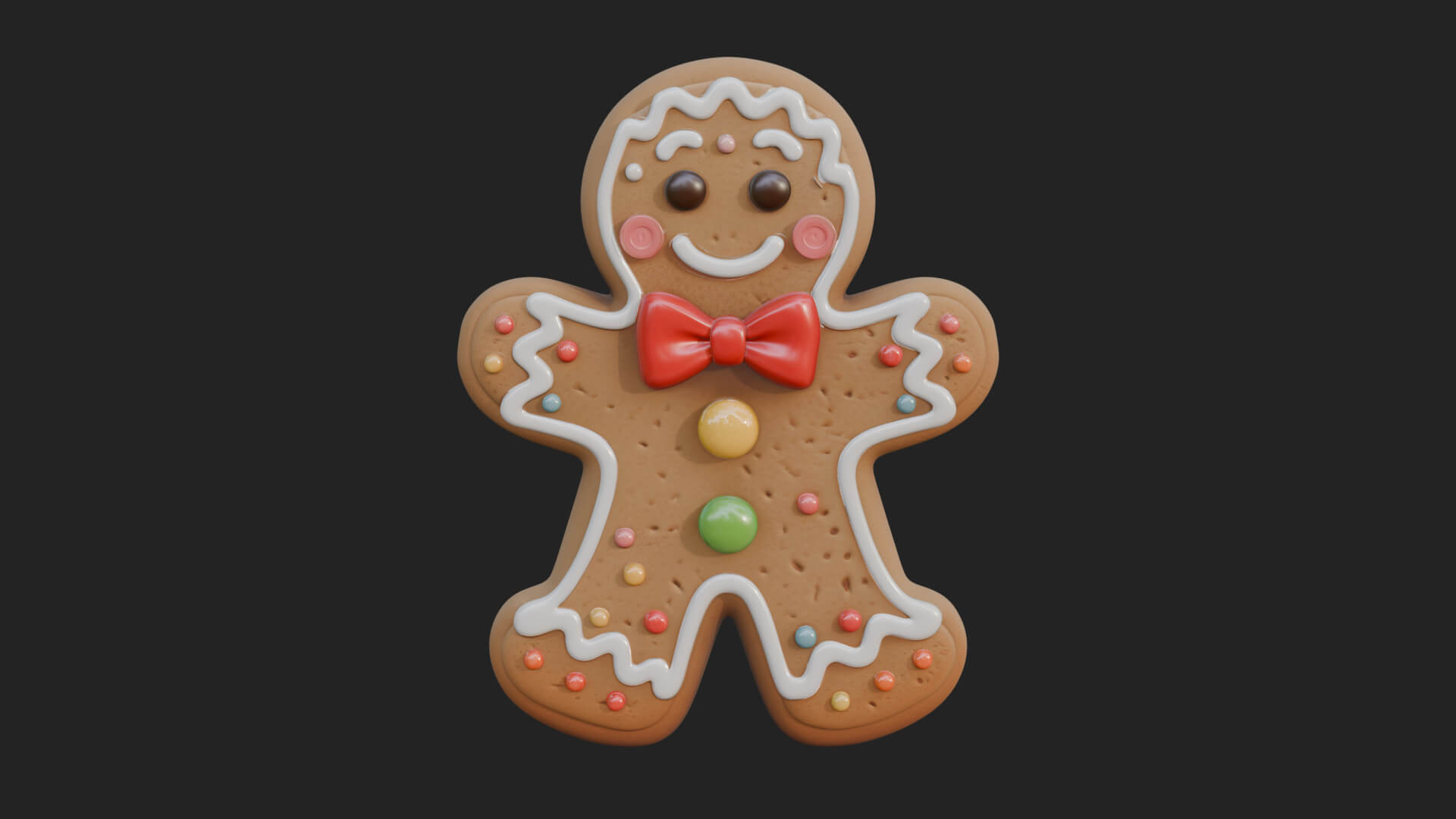 Gingerbread Man Cookie Ornament Design 4 3D Print Model 3D Model