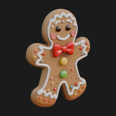 Gingerbread Man Cookie Ornament Design 4 3D Print Model