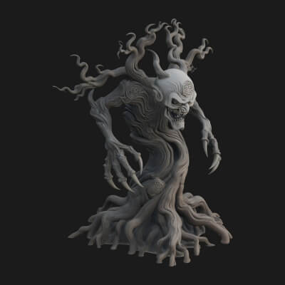 Gnarled Tree Creature Statue Design 1 3D Print Model