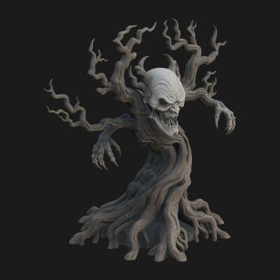 Gnarled Tree Creature Statue Design 2 3D Print Model