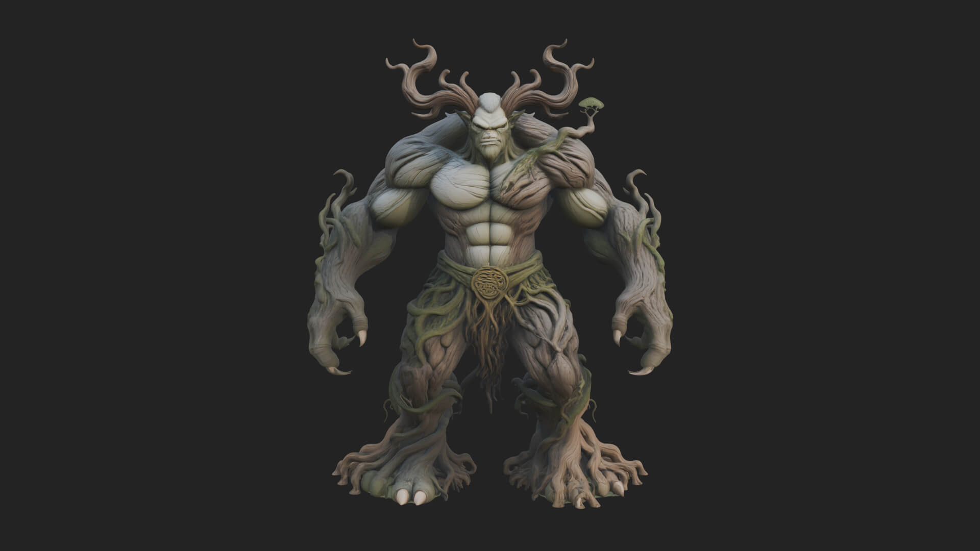 Gnarled Tree Creature Statue Design 5 3D Print Model 3D Model