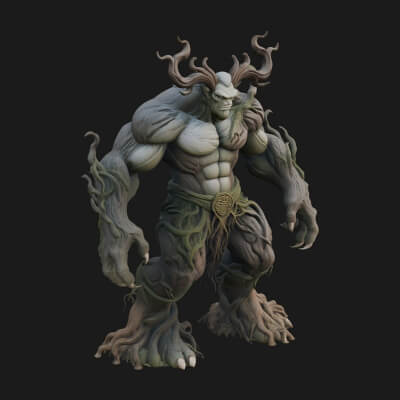 Gnarled Tree Creature Statue Design 5 3D Print Model