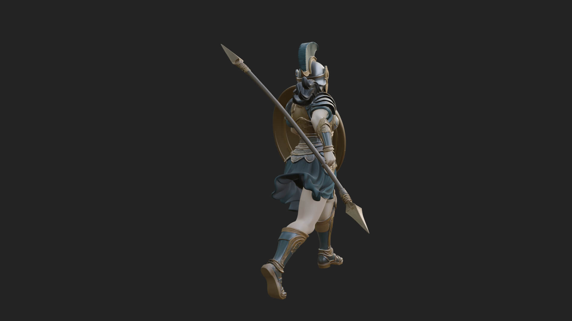 Goddess With Spear and Shield Statue Design 5 3D Print Model 3D Model