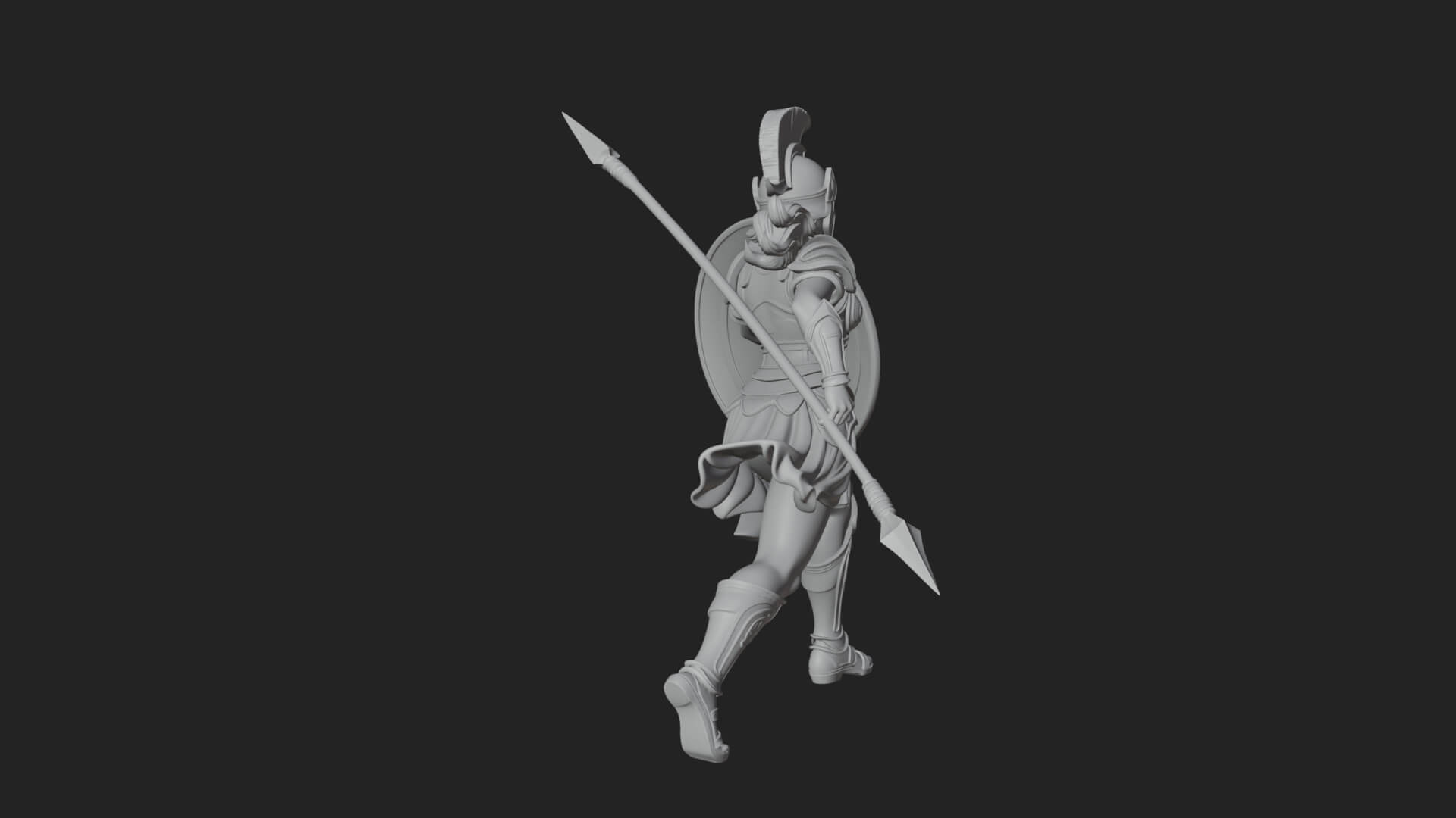 Goddess With Spear and Shield Statue Design 5 3D Print Model 3D Model