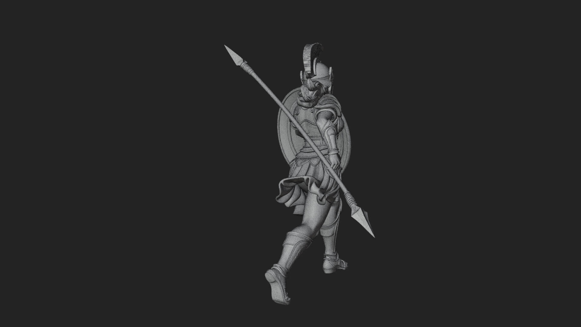 Goddess With Spear and Shield Statue Design 5 3D Print Model 3D Model