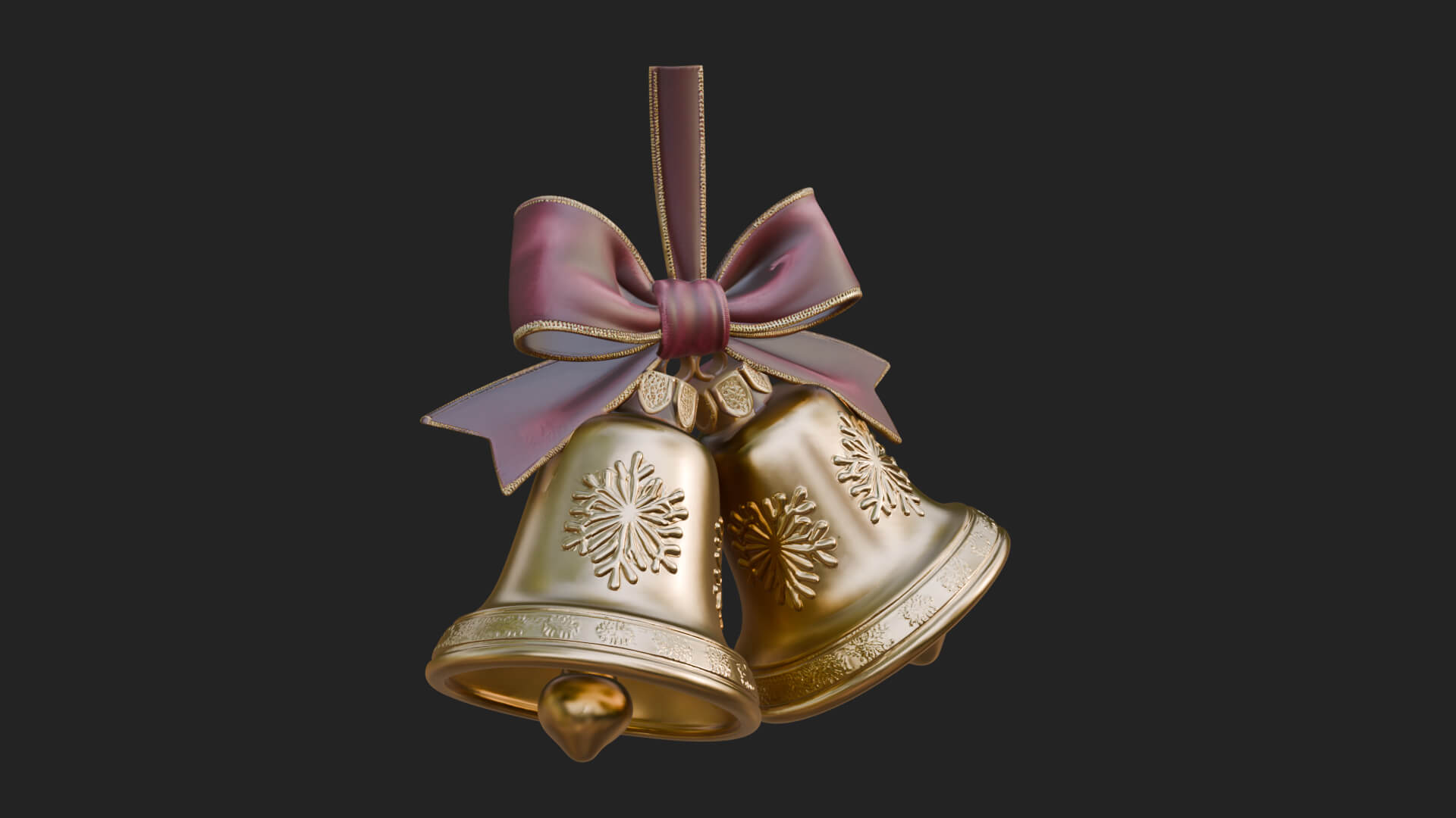 Golden Christmas Bells Ornament Design 1 3D Print Model 3D Model