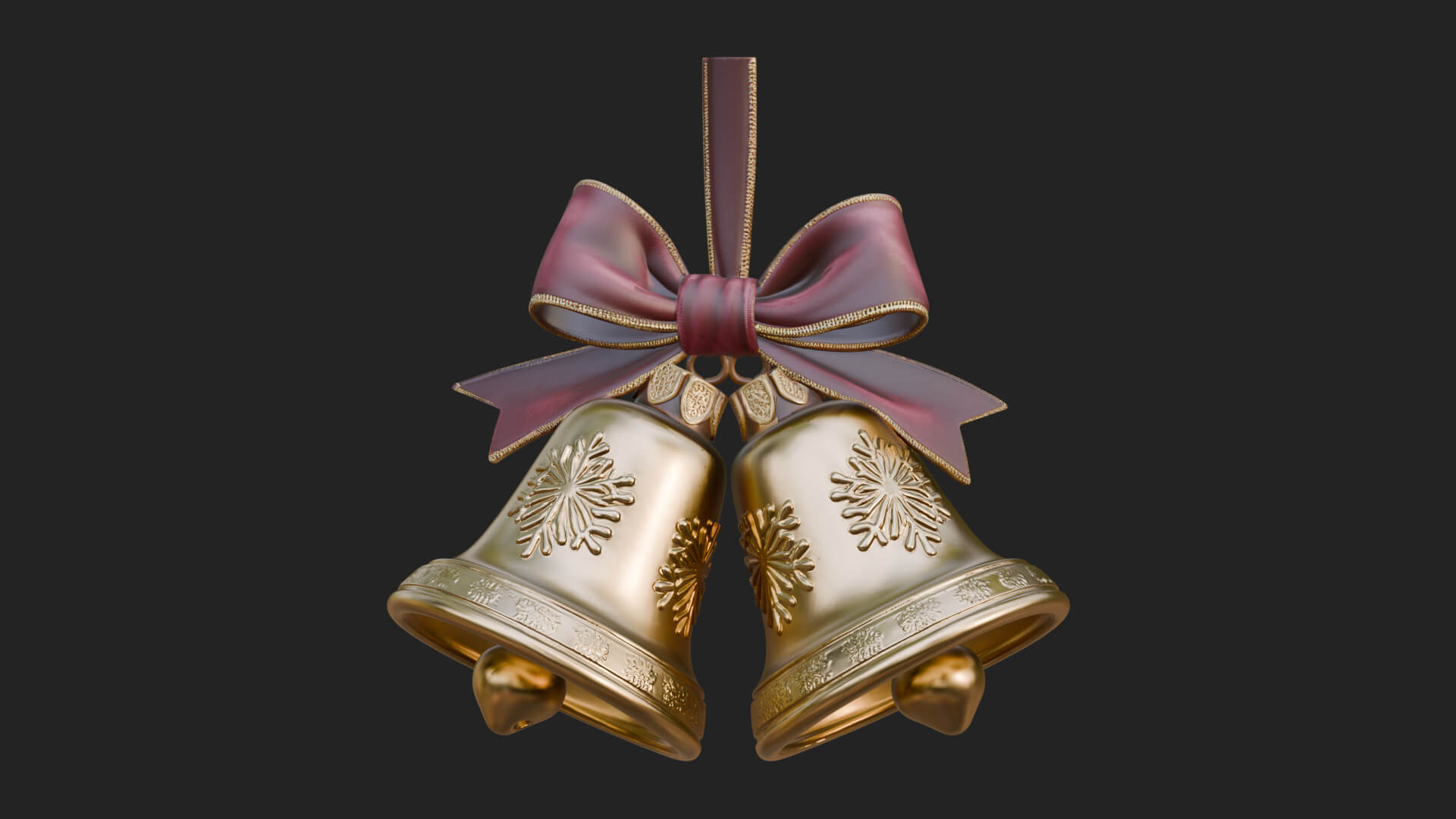 Golden Christmas Bells Ornament Design 1 3D Print Model 3D Model
