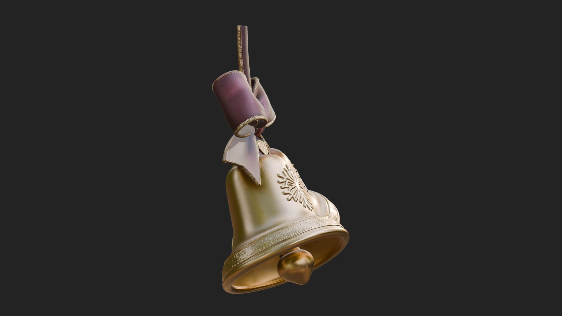 Golden Christmas Bells Ornament Design 1 3D Print Model 3D Model
