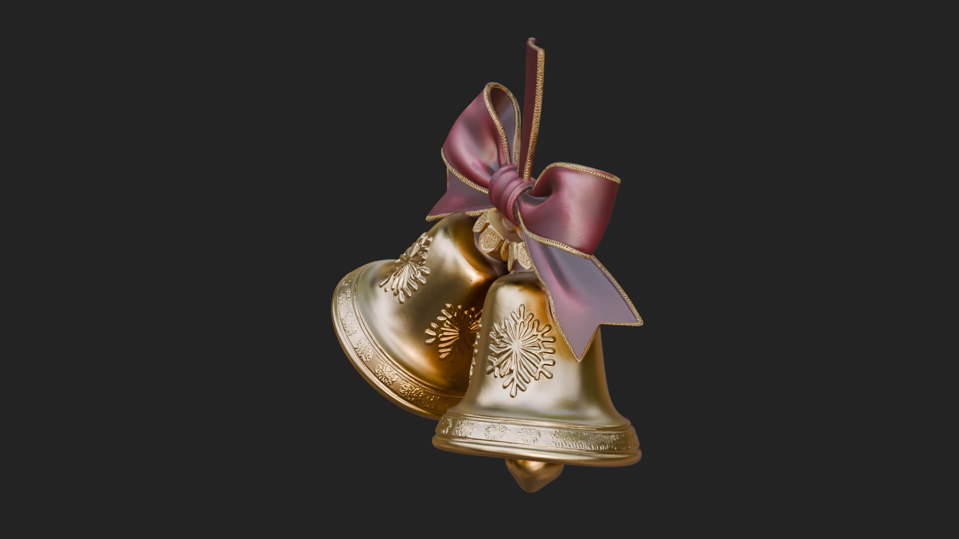 Golden Christmas Bells Ornament Design 1 3D Print Model 3D Model