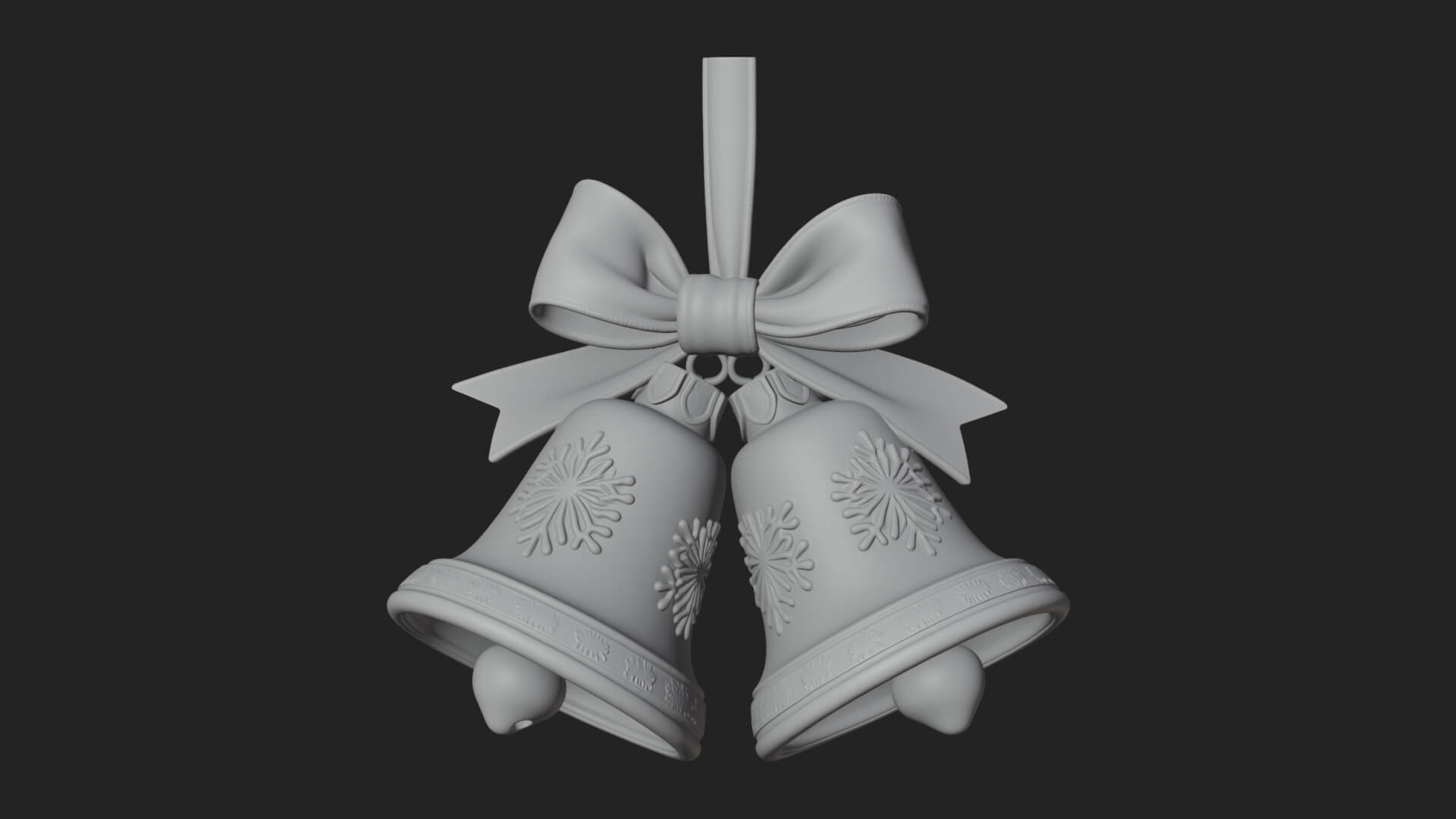 Golden Christmas Bells Ornament Design 1 3D Print Model 3D Model