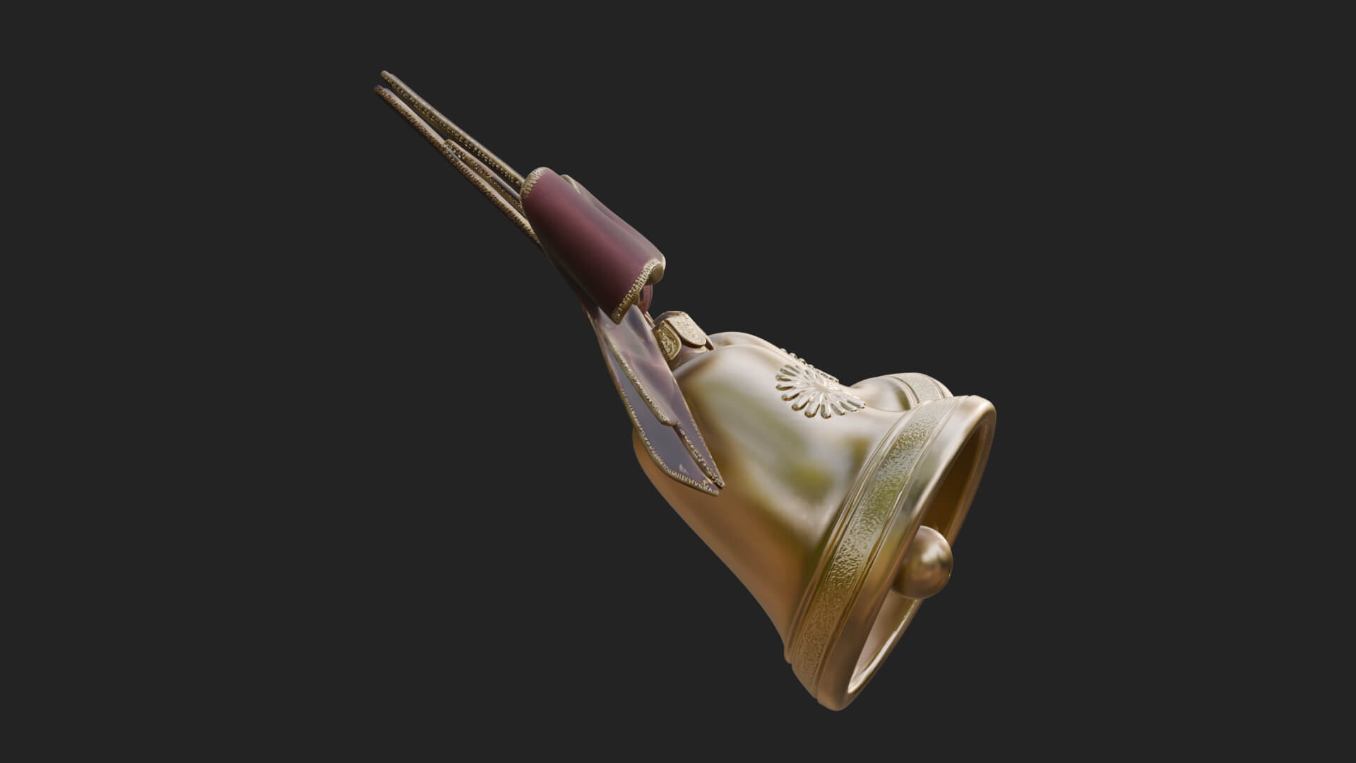Golden Christmas Bells Ornament Design 2 3D Print Model 3D Model