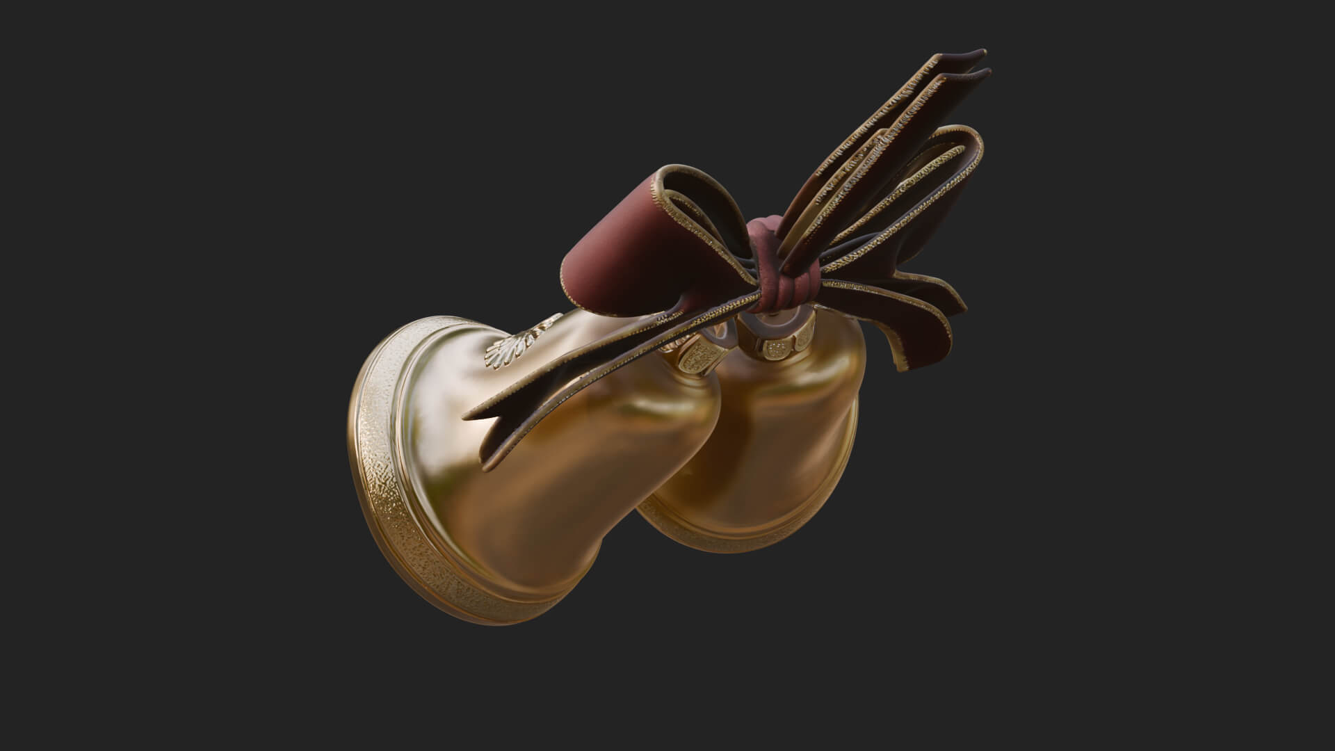 Golden Christmas Bells Ornament Design 2 3D Print Model 3D Model