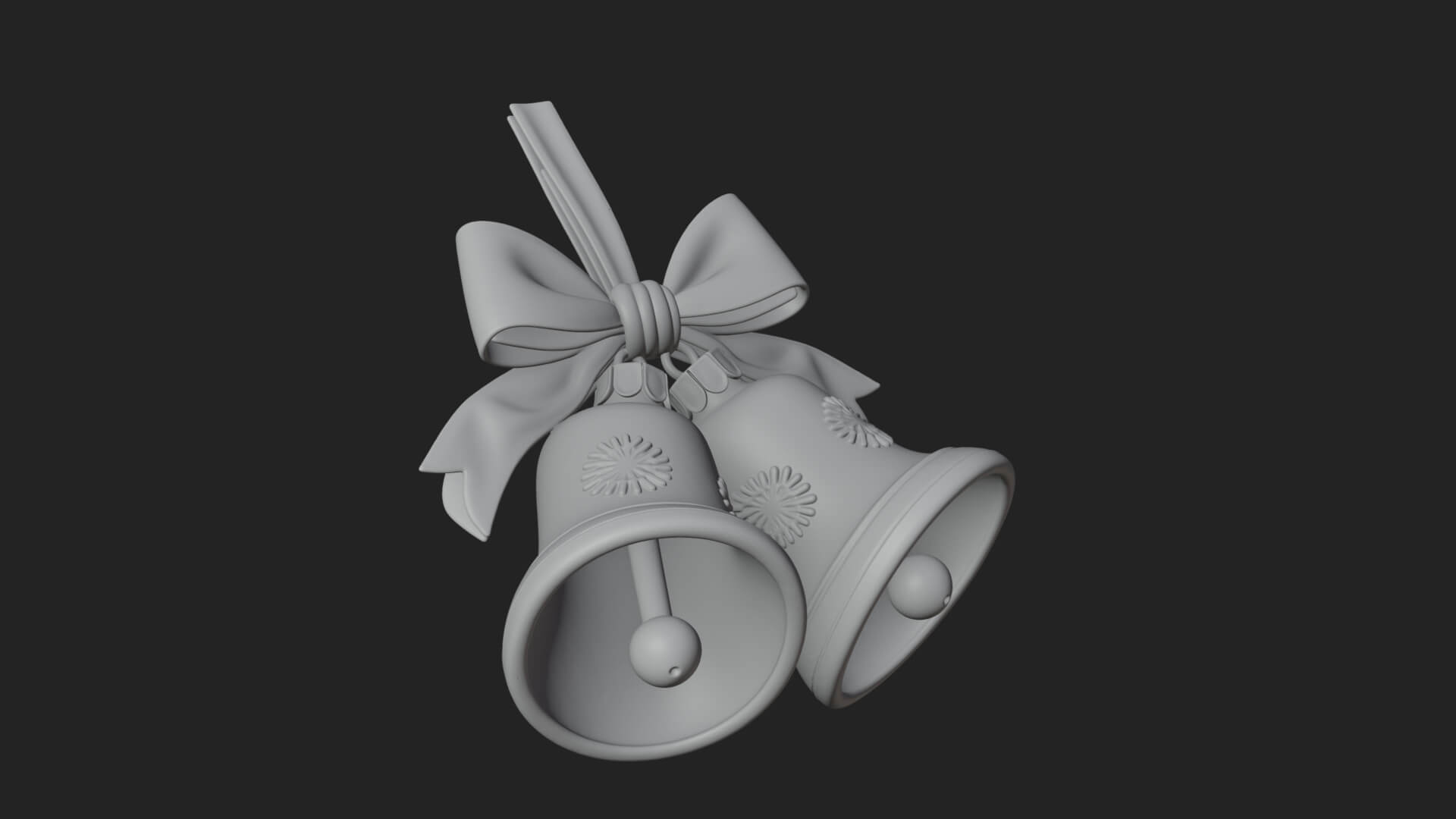Golden Christmas Bells Ornament Design 2 3D Print Model 3D Model