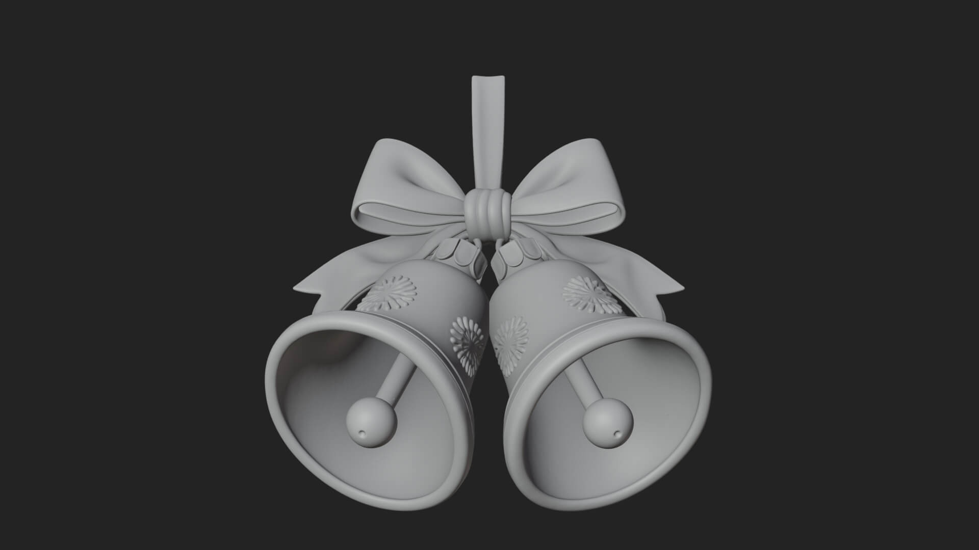 Golden Christmas Bells Ornament Design 2 3D Print Model 3D Model