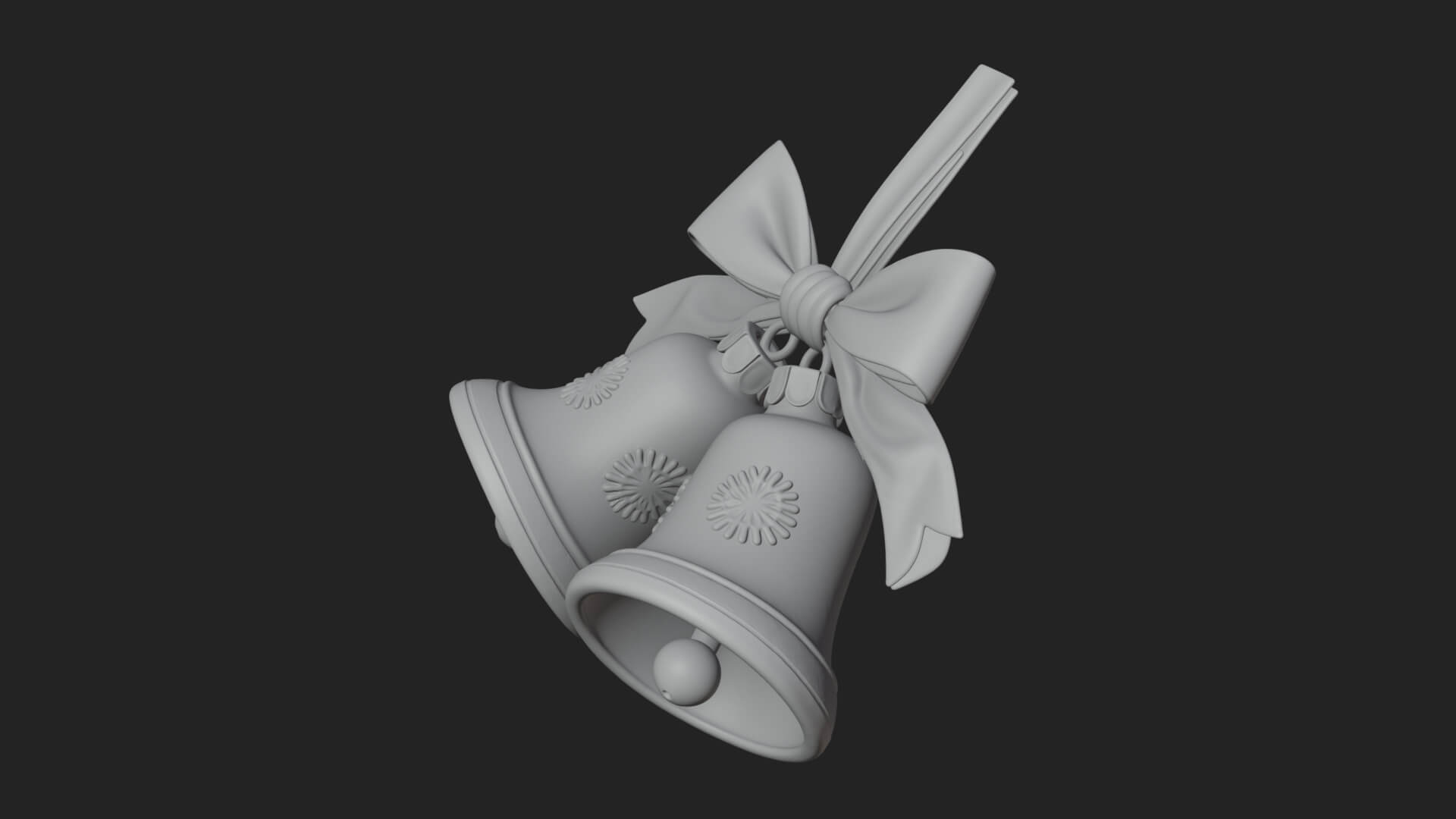 Golden Christmas Bells Ornament Design 2 3D Print Model 3D Model