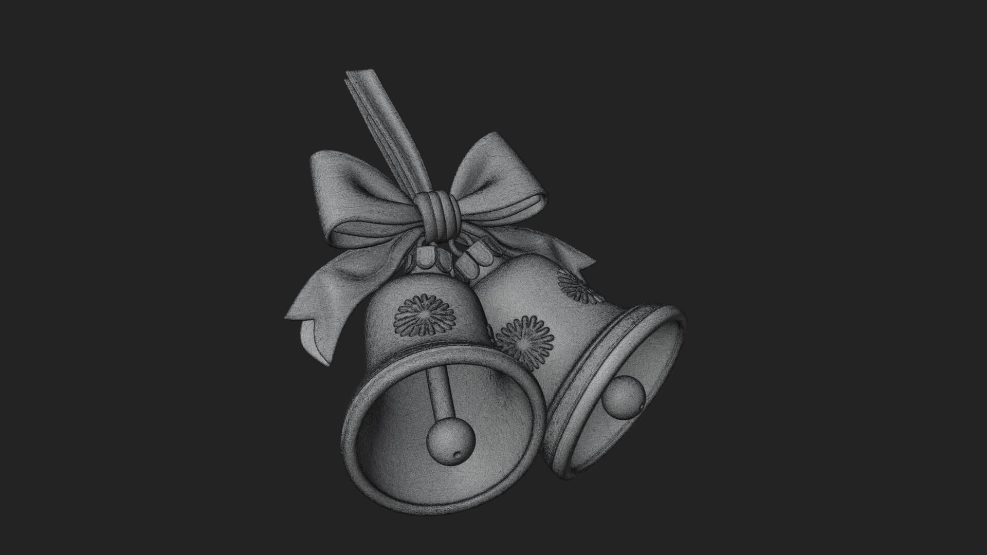 Golden Christmas Bells Ornament Design 2 3D Print Model 3D Model