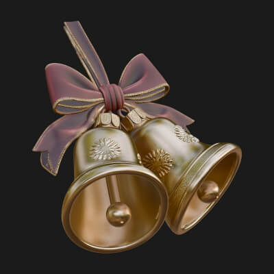 Golden Christmas Bells Ornament Design 2 3D Print Model