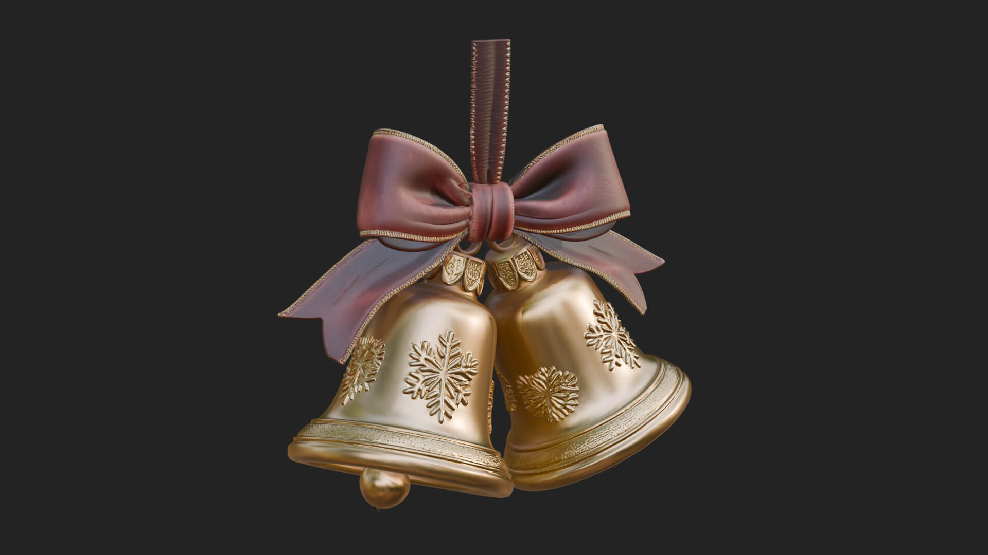 Golden Christmas Bells Ornament Design 3 3D Print Model 3D Model