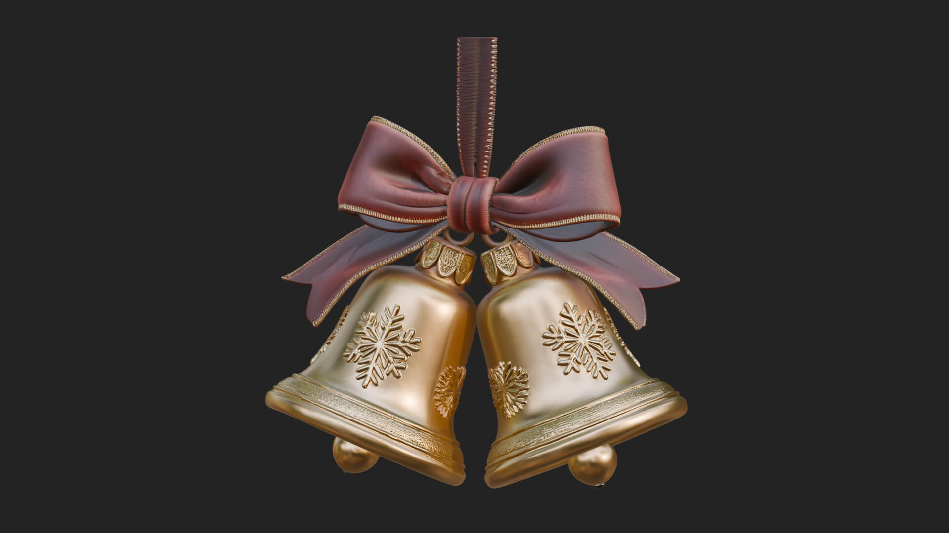 Golden Christmas Bells Ornament Design 3 3D Print Model 3D Model