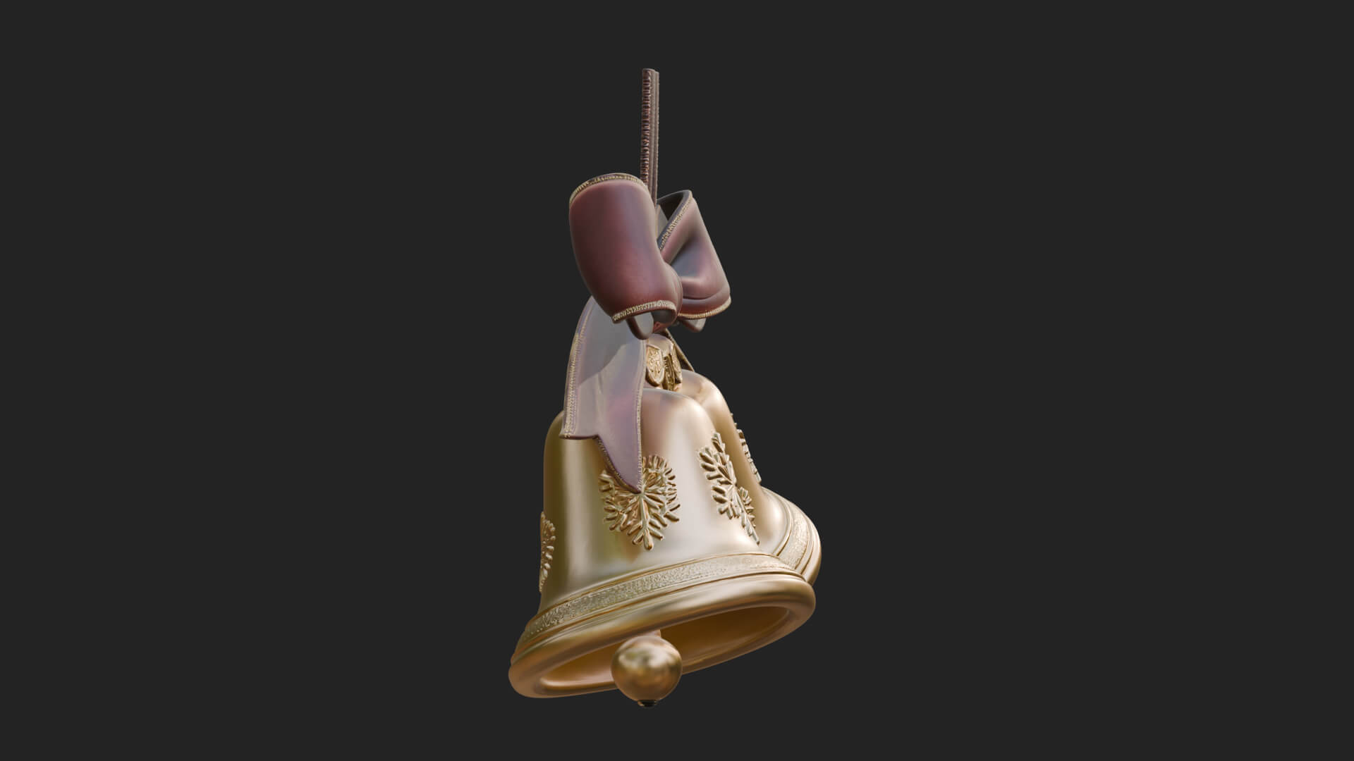 Golden Christmas Bells Ornament Design 3 3D Print Model 3D Model