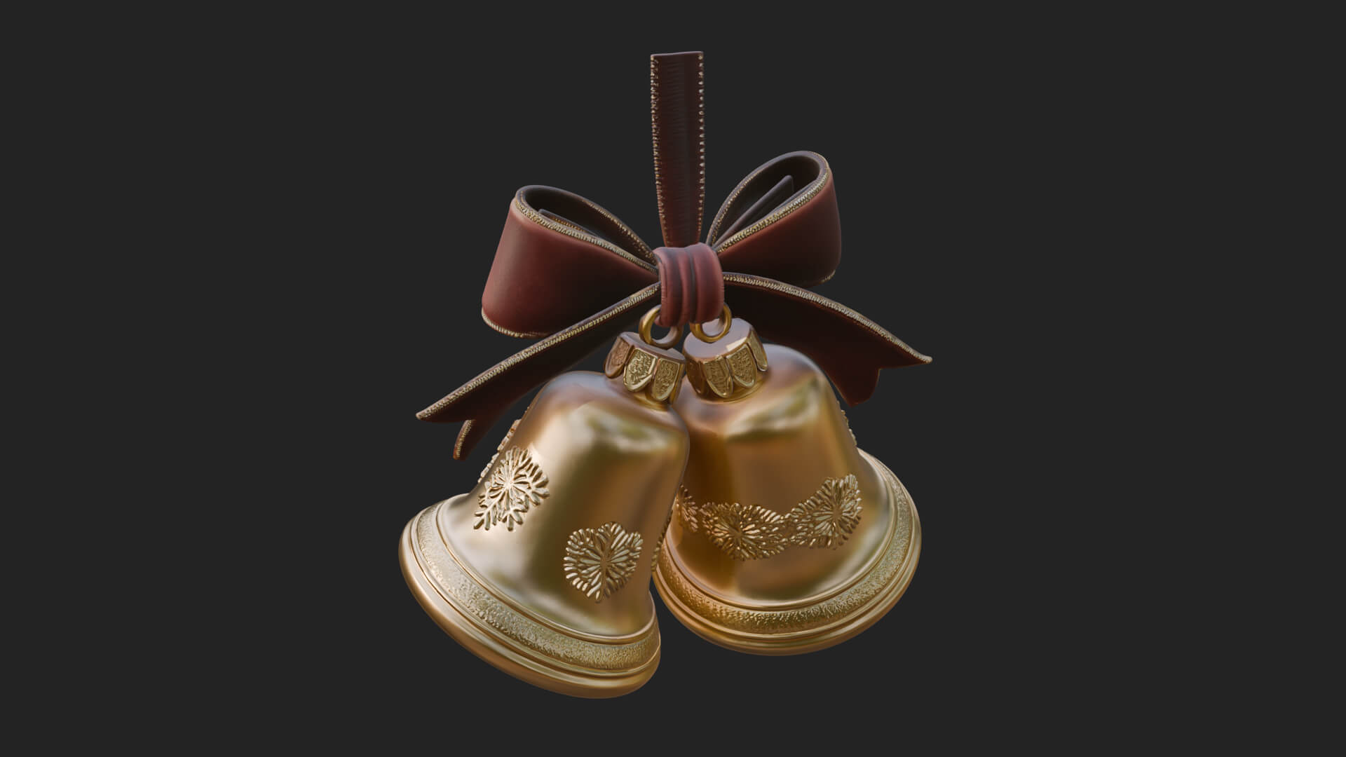 Golden Christmas Bells Ornament Design 3 3D Print Model 3D Model