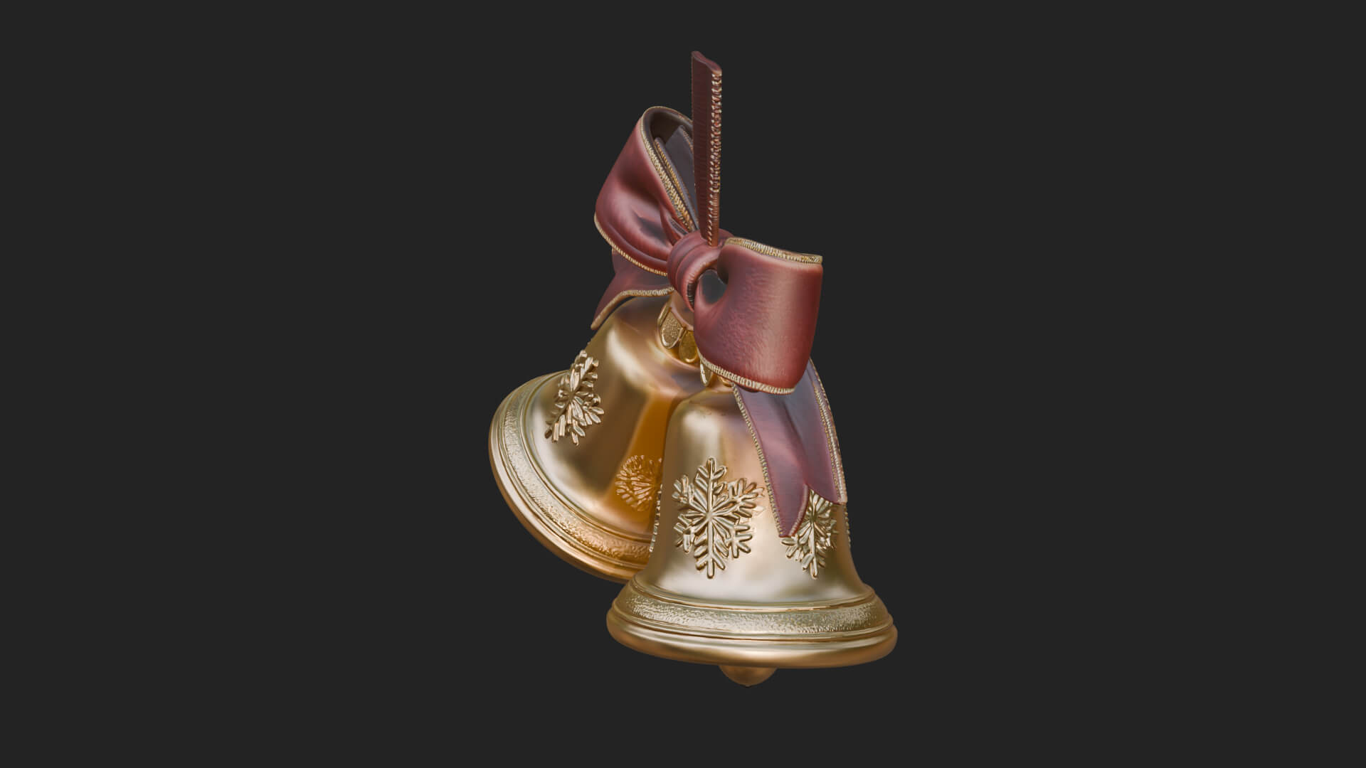 Golden Christmas Bells Ornament Design 3 3D Print Model 3D Model
