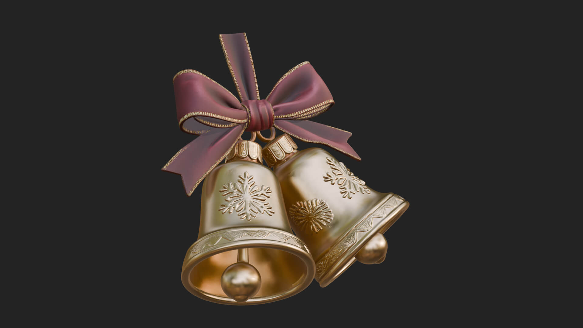 Golden Christmas Bells Ornament Design 4 3D Print Model 3D Model
