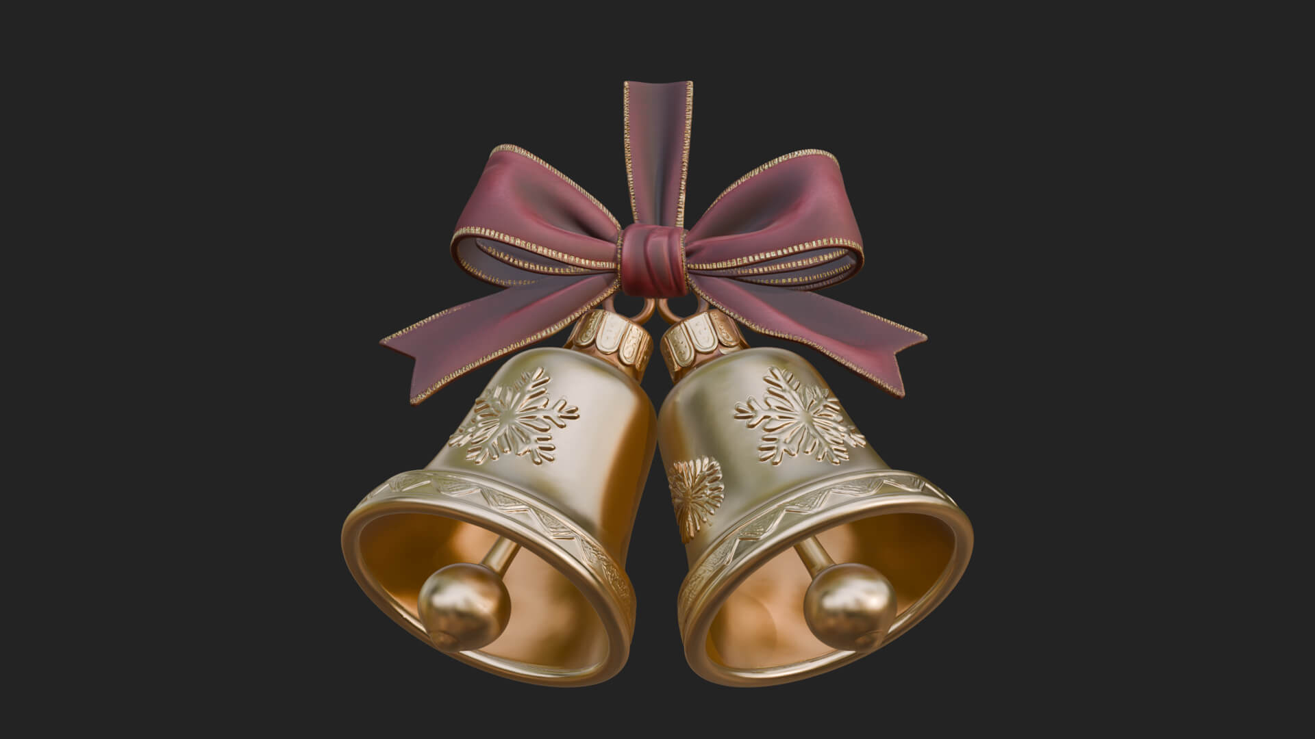 Golden Christmas Bells Ornament Design 4 3D Print Model 3D Model