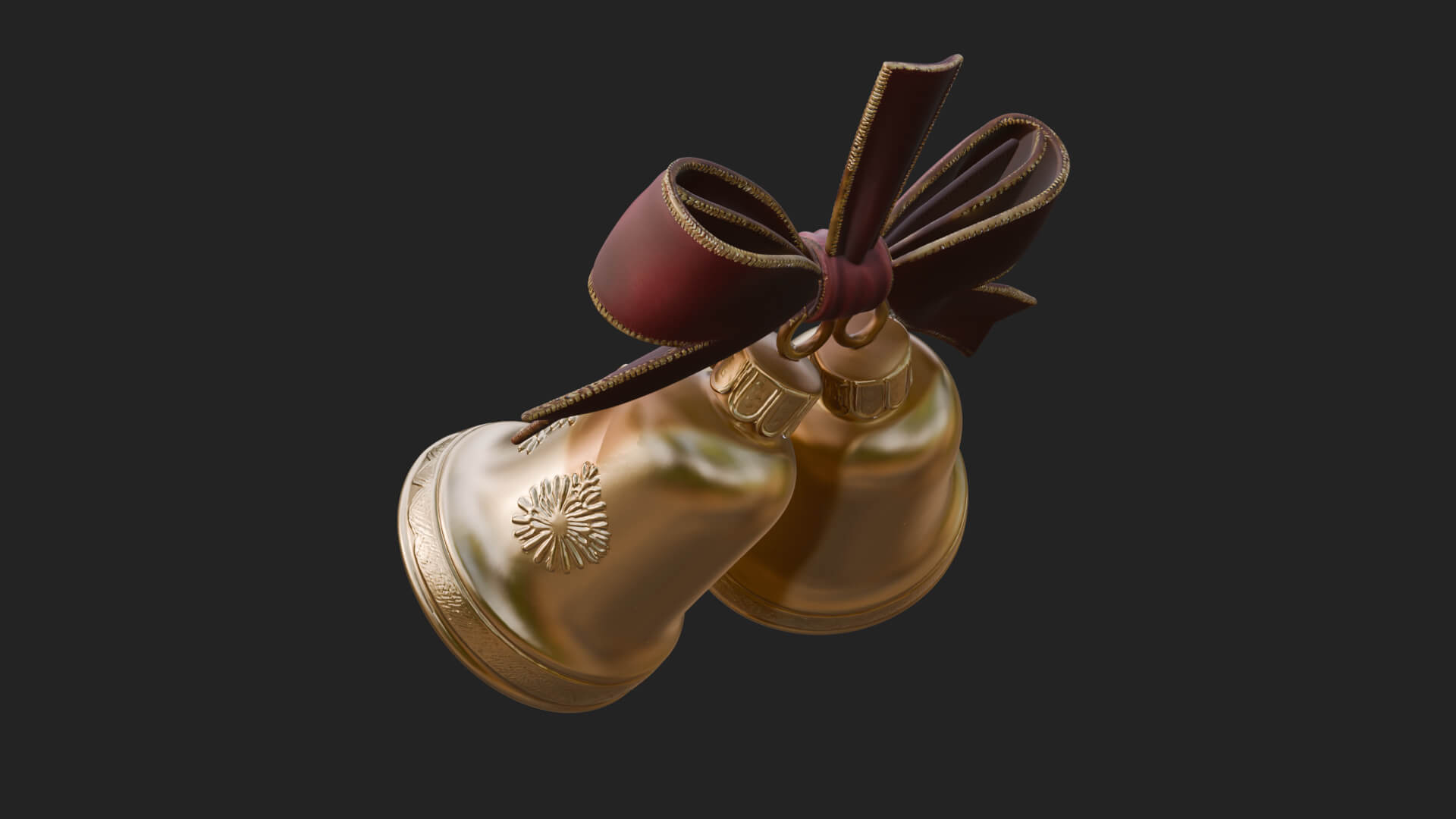 Golden Christmas Bells Ornament Design 4 3D Print Model 3D Model