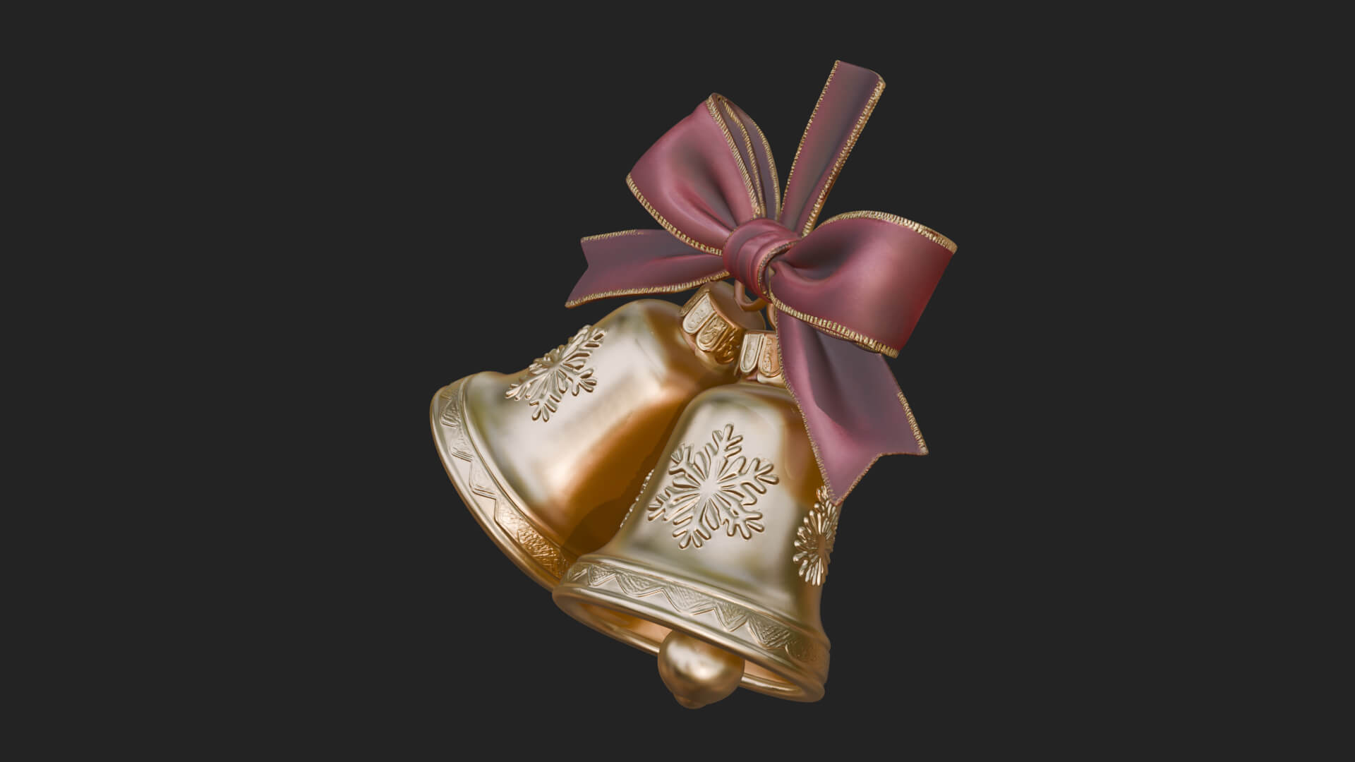 Golden Christmas Bells Ornament Design 4 3D Print Model 3D Model