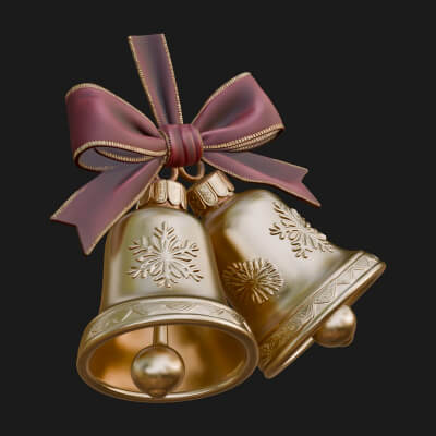 Golden Christmas Bells Ornament Design 4 3D Print Model