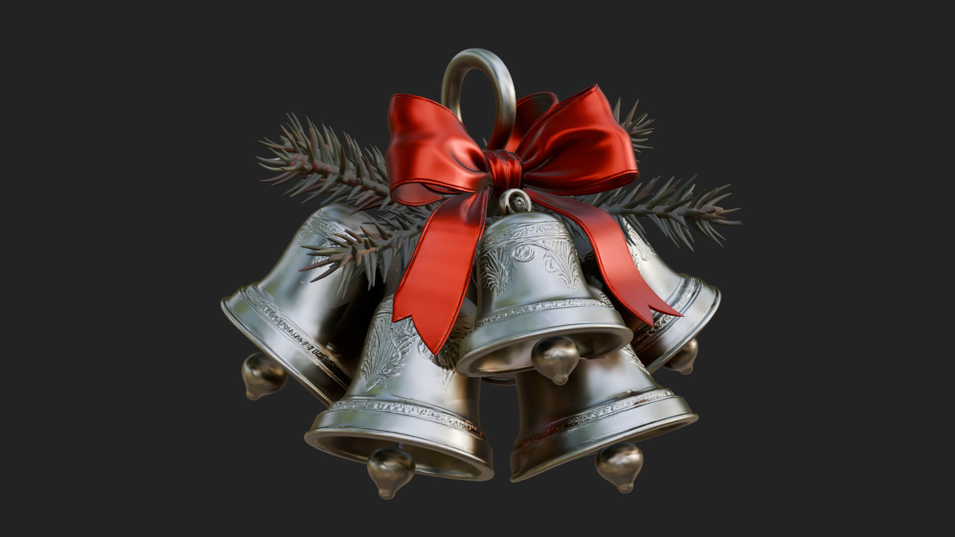 Golden Christmas Bells Ornament Design 5 3D Print Model 3D Model