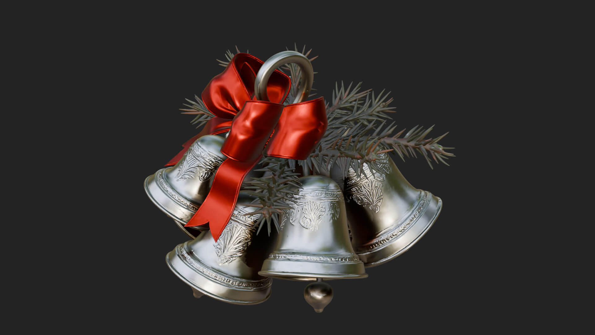 Golden Christmas Bells Ornament Design 5 3D Print Model 3D Model