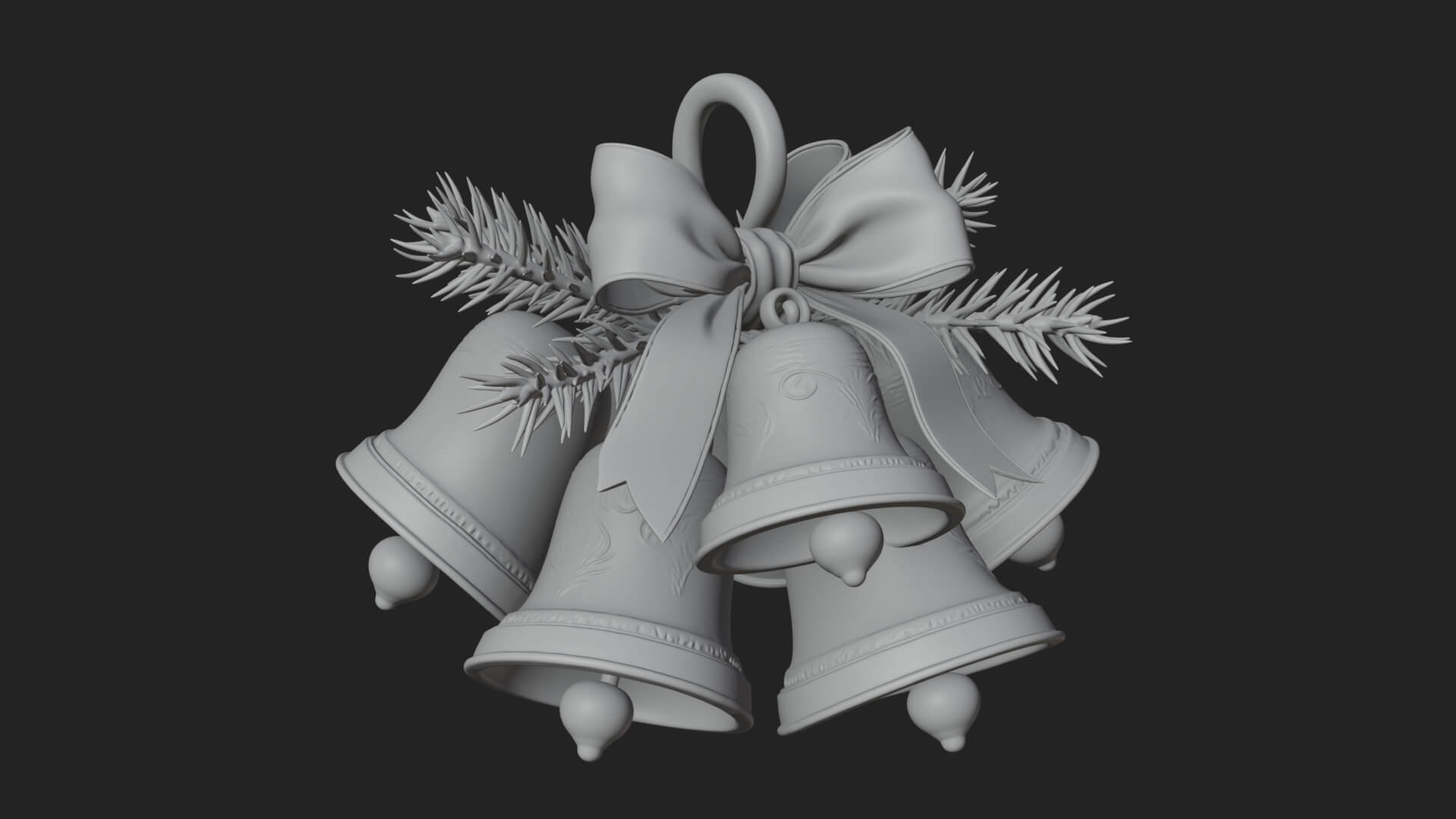 Golden Christmas Bells Ornament Design 5 3D Print Model 3D Model