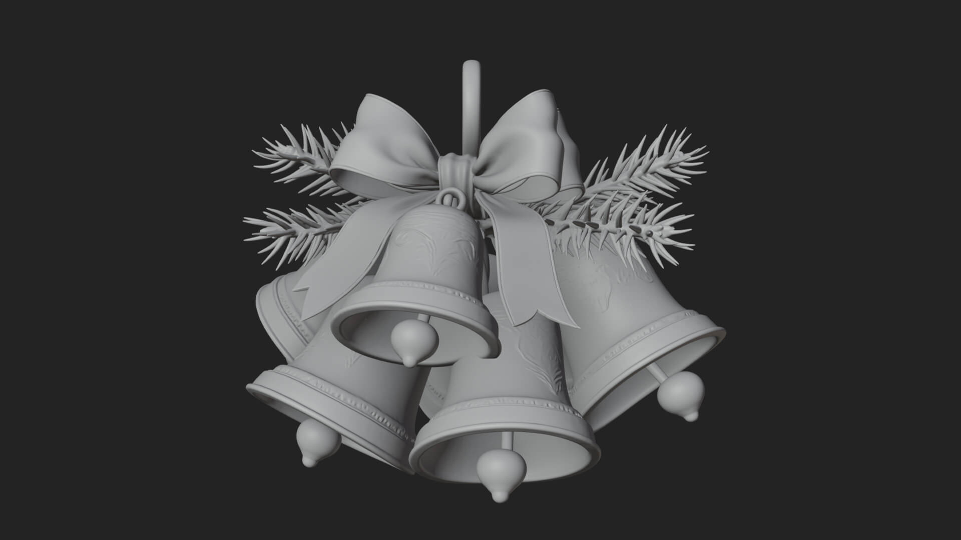 Golden Christmas Bells Ornament Design 5 3D Print Model 3D Model
