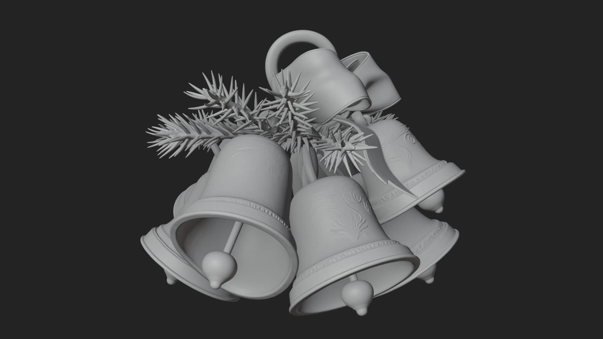 Golden Christmas Bells Ornament Design 5 3D Print Model 3D Model