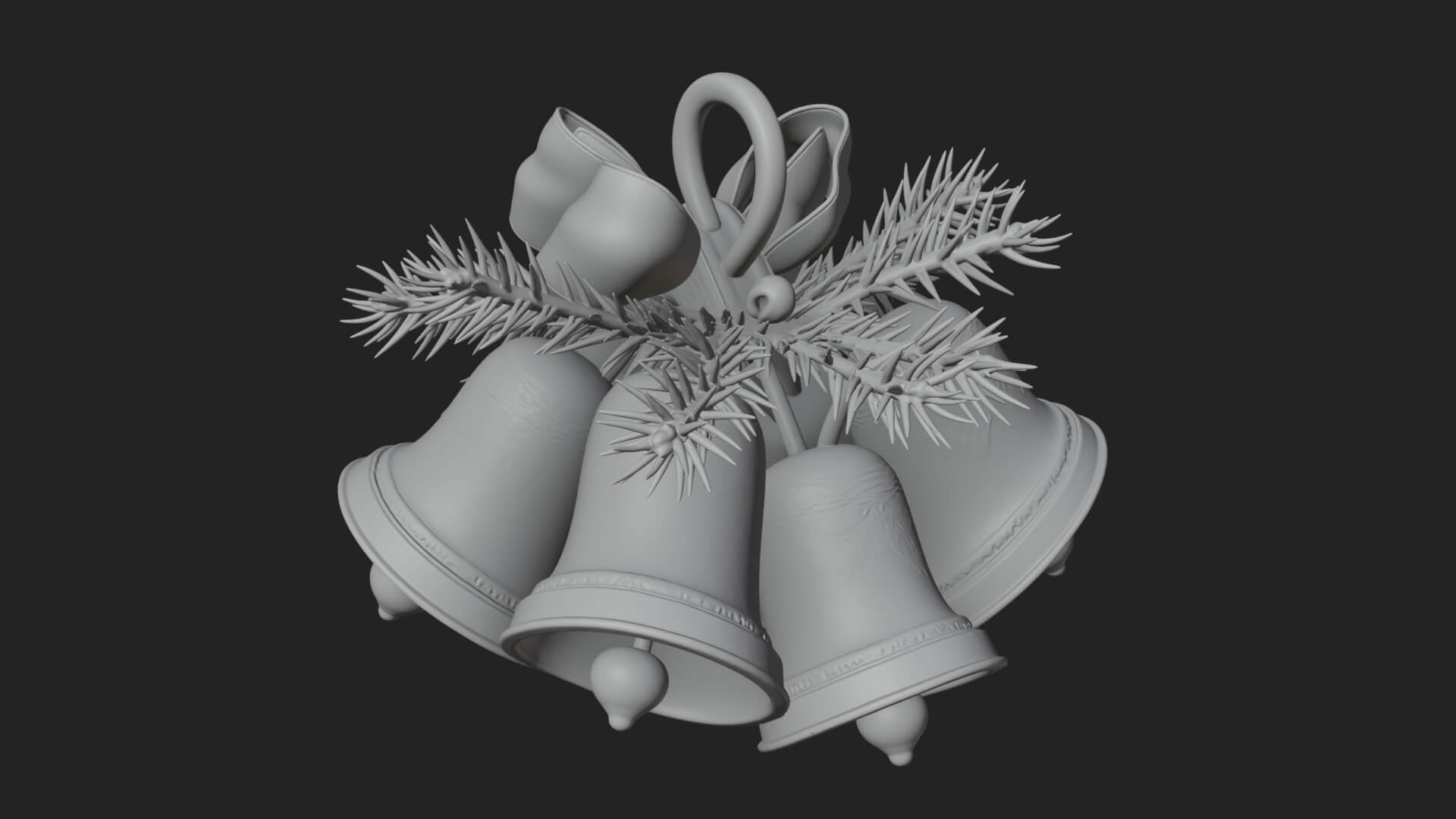 Golden Christmas Bells Ornament Design 5 3D Print Model 3D Model