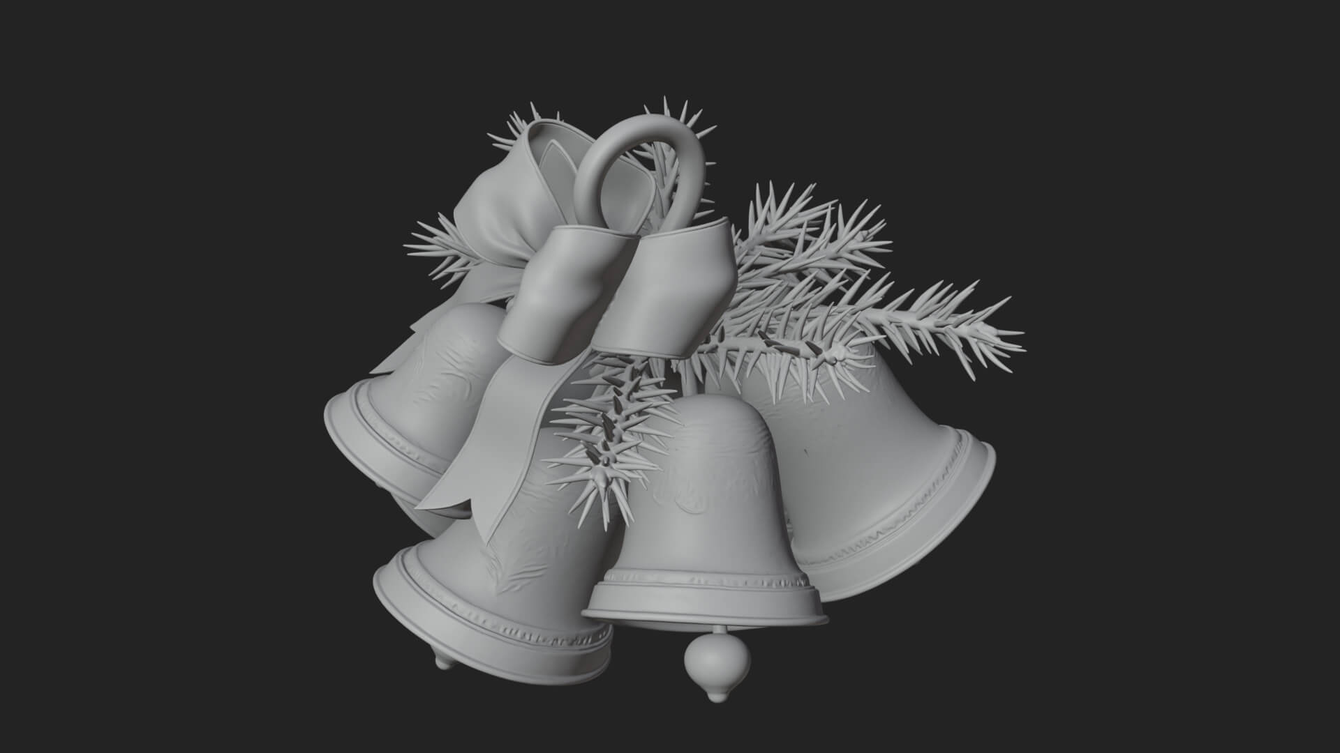 Golden Christmas Bells Ornament Design 5 3D Print Model 3D Model