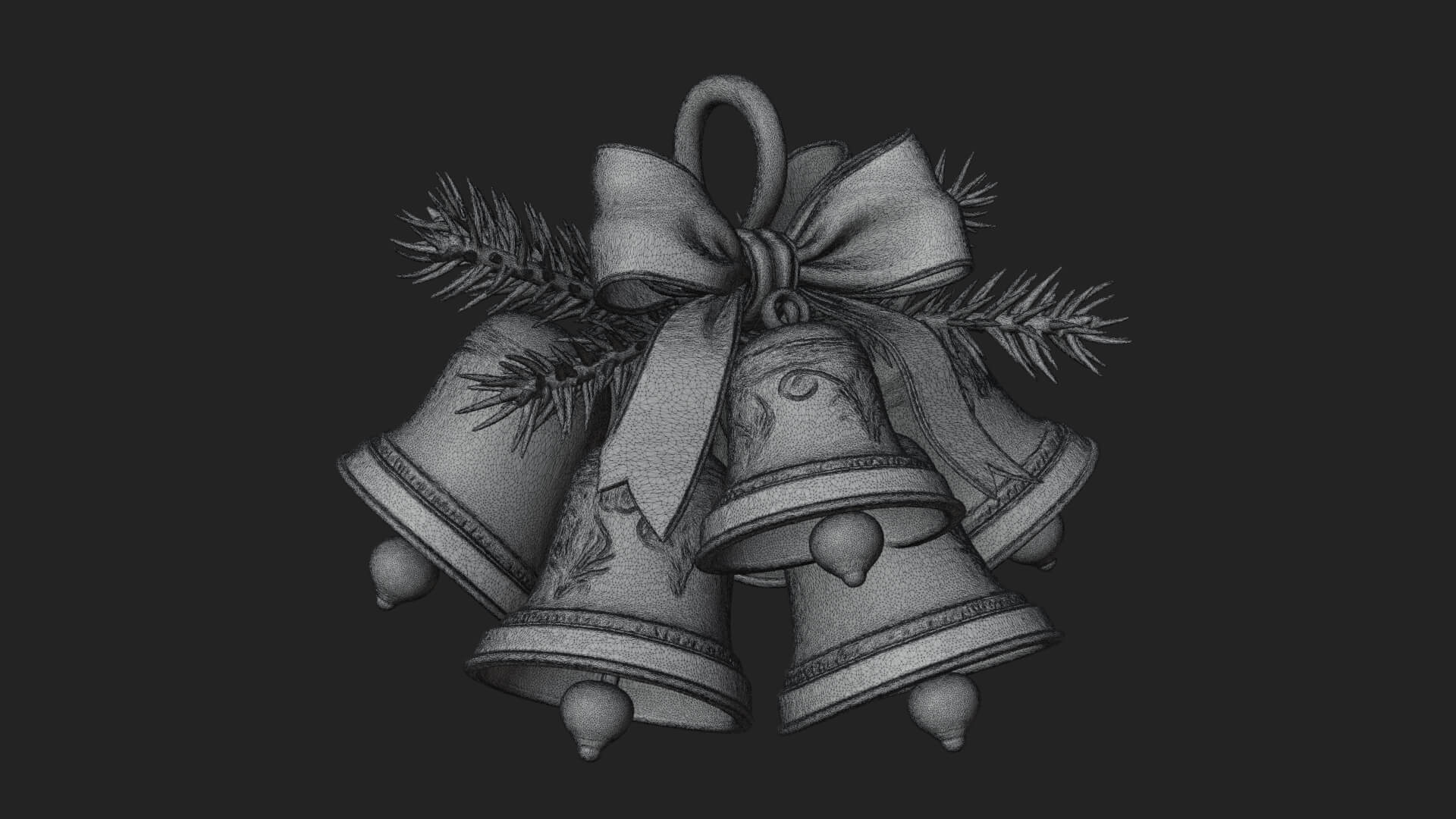 Golden Christmas Bells Ornament Design 5 3D Print Model 3D Model