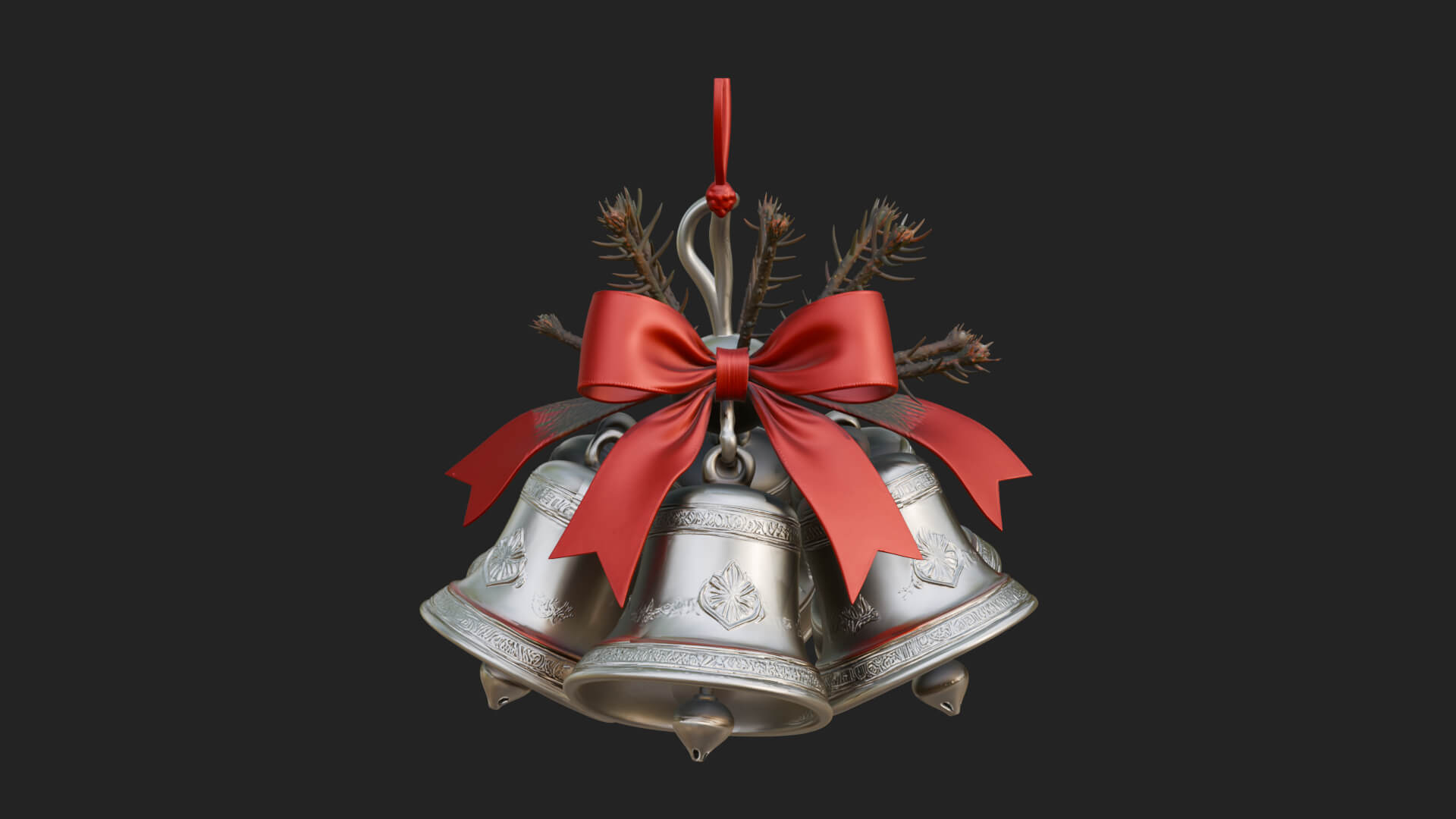 Golden Christmas Bells Ornament Design 6 3D Print Model 3D Model
