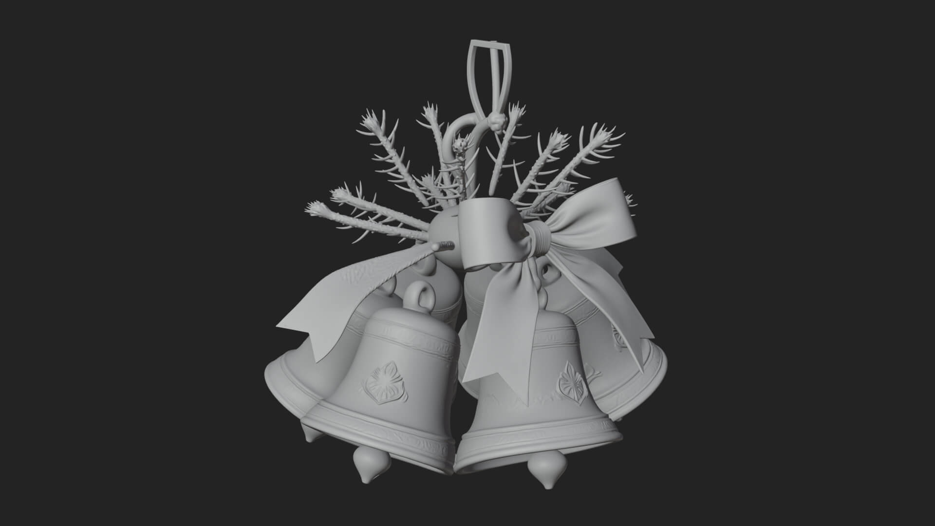 Golden Christmas Bells Ornament Design 6 3D Print Model 3D Model