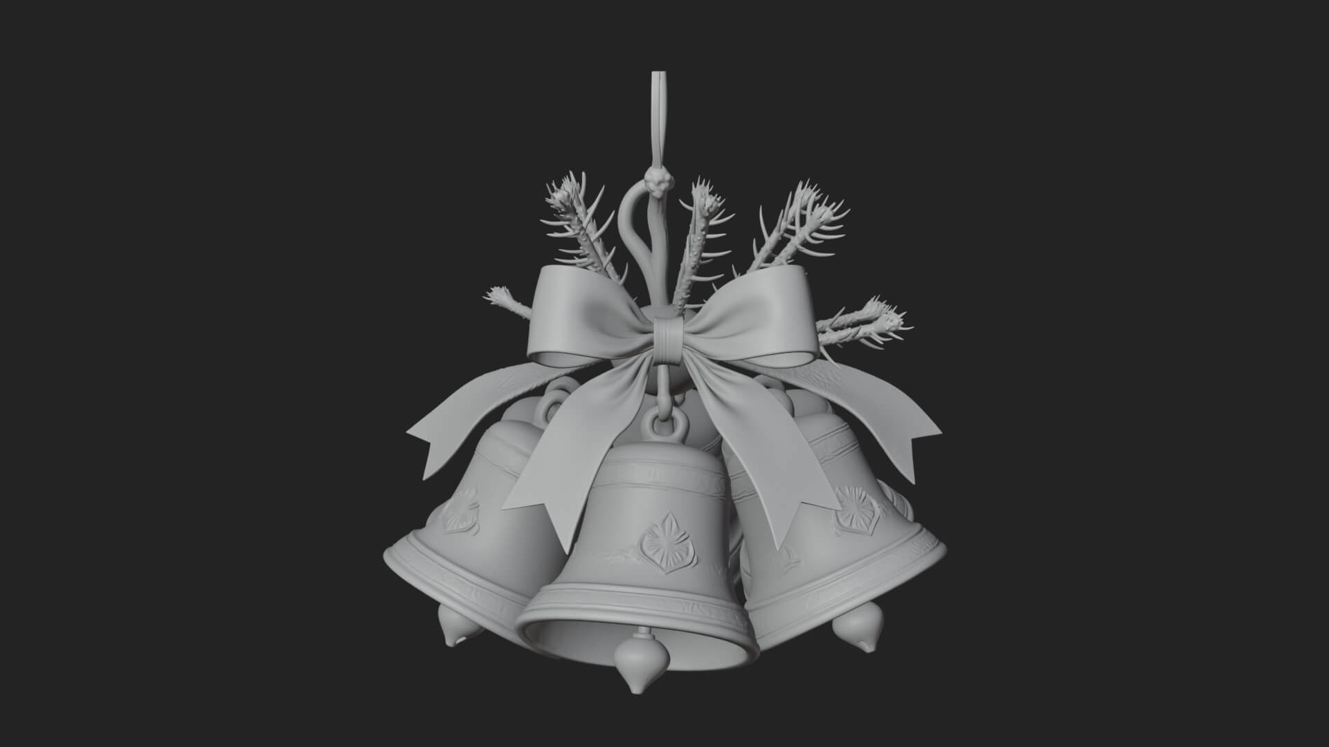 Golden Christmas Bells Ornament Design 6 3D Print Model 3D Model