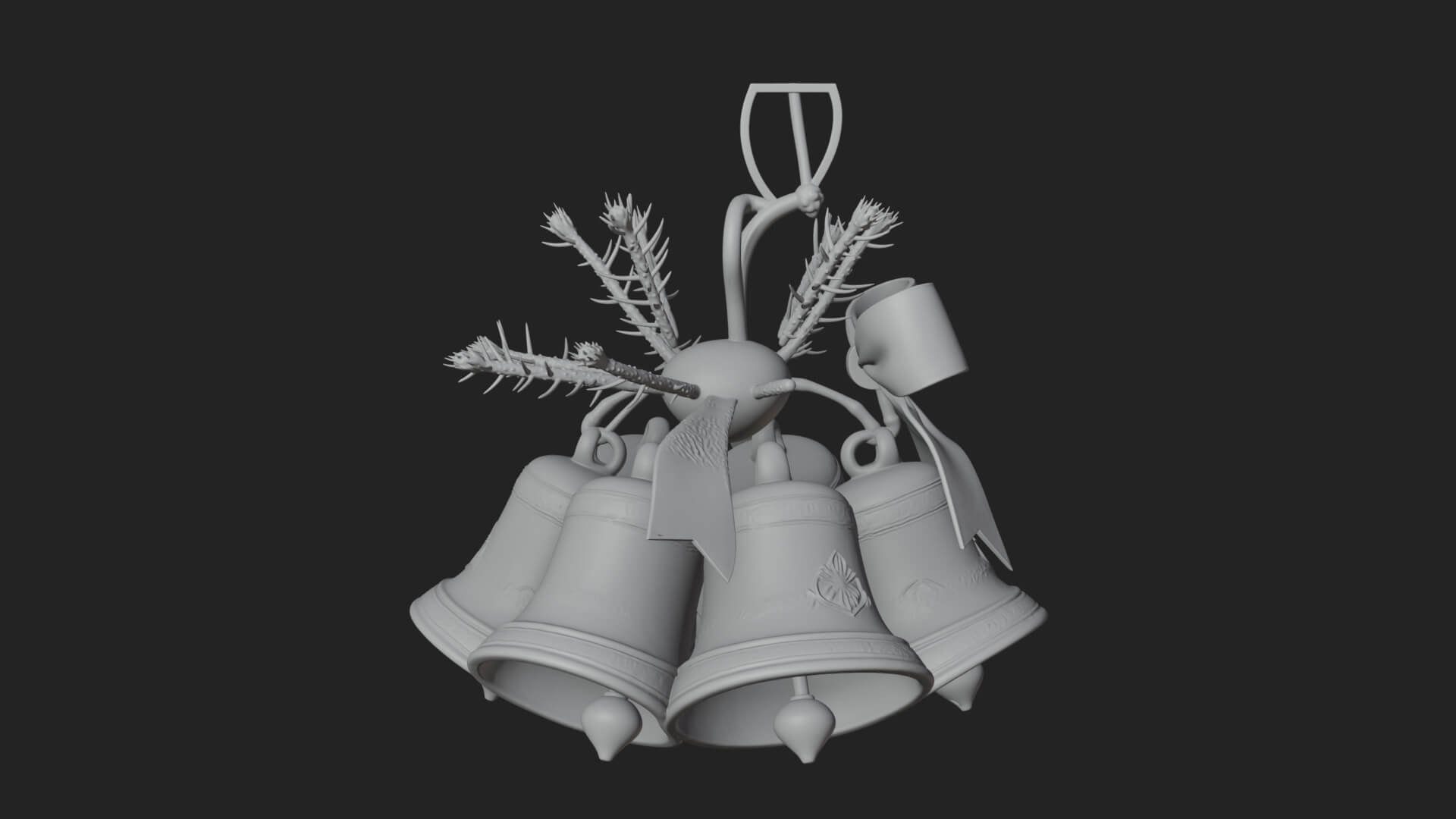 Golden Christmas Bells Ornament Design 6 3D Print Model 3D Model